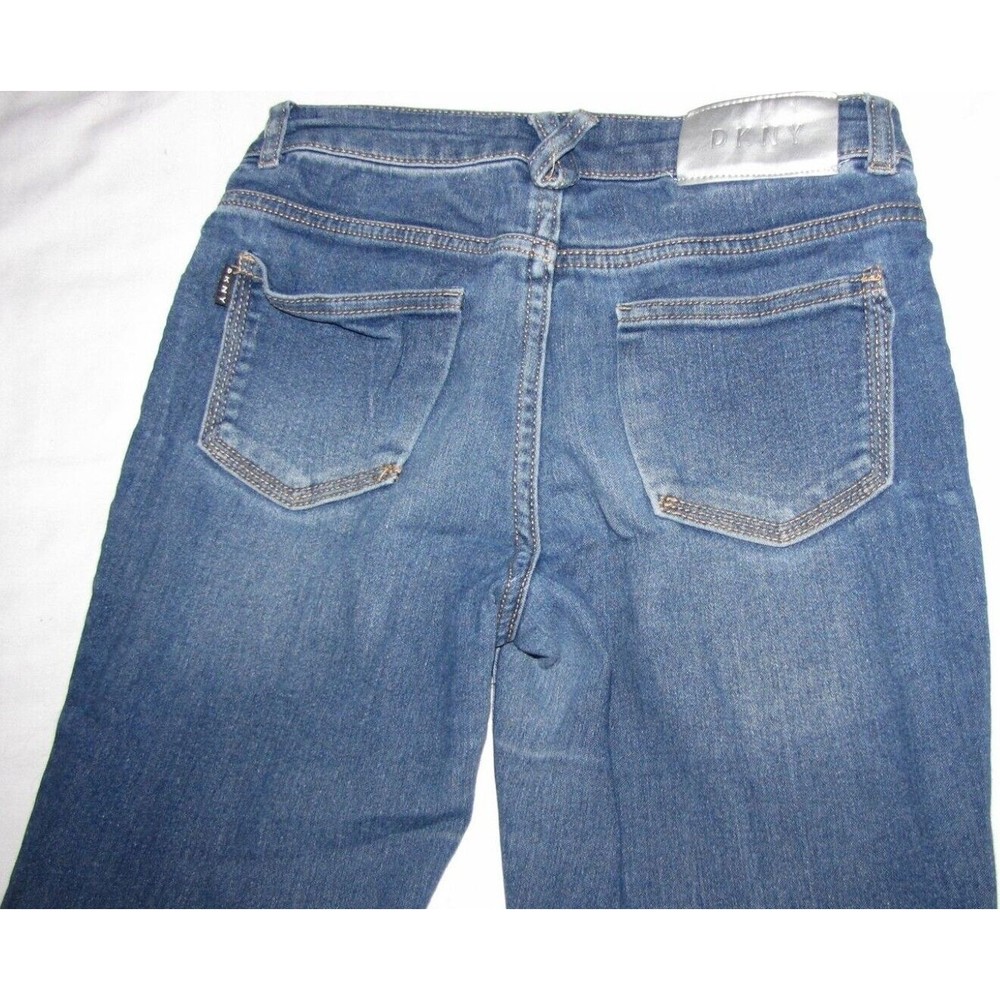 DKNY Strech Denim Jeans Size 14 Girls Girl Distressed Knees